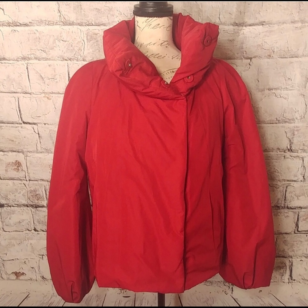 Ann Taylor red pillow collar down feather coat